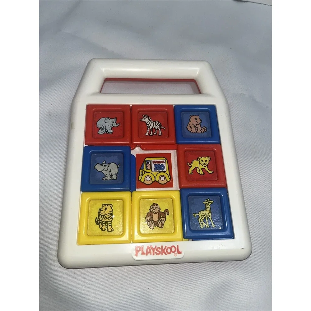 VTG Playskool Slide Square Zoo Animals Toy 1990, preschool